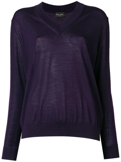 Shop Roberto Collina V-neck Sweater - Purple In Pink & Purple