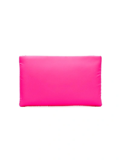 Shop Prada Fluorescent Pink Logo Nylon Clutch Bag - Pink & Purple