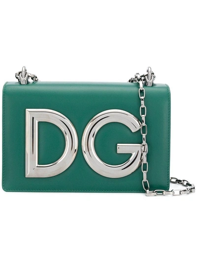 Shop Dolce & Gabbana Girls Logo Shoulder Bag In Green