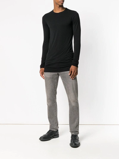 Shop Rick Owens Draped Long Sleeve T-shirt In Black
