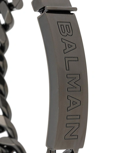 Shop Balmain Logo Chain Bracelet - Black