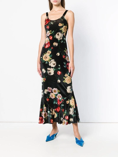 Shop Attico Floral Long Dress In Black