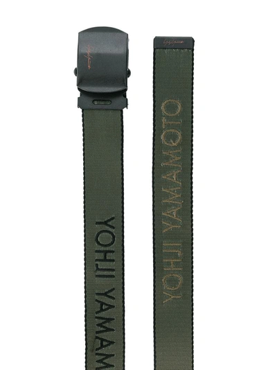 Shop Yohji Yamamoto Branded Buckle Belt - Green