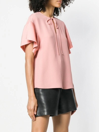 Shop Red Valentino Ruffled Sleeves T-shirt - Pink In Pink & Purple