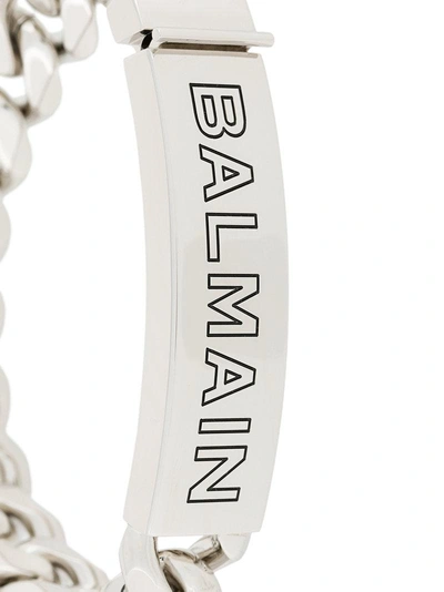 Shop Balmain Logo Chain Bracelet - Metallic