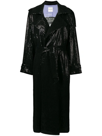 Shop Each X Other Sequin Trench Coat In Black