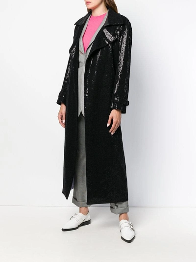 Shop Each X Other Sequin Trench Coat In Black
