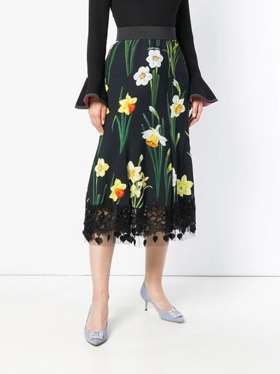 Shop Dolce & Gabbana Printed Cady Skirt In Black