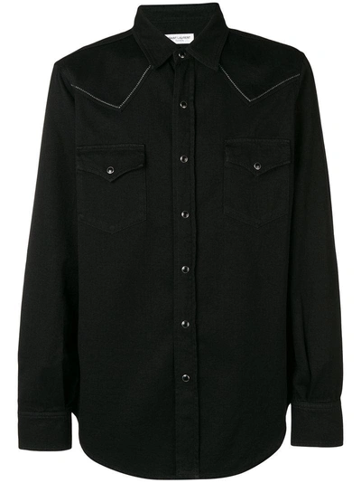 Shop Saint Laurent Embroidered Western-style Shirt In Black