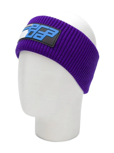 Shop Prada Ribbed Knit Headband In Purple