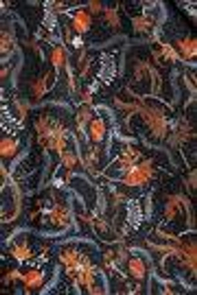 Shop Isabel Marant Woman Ruffle-trimmed Floral-print Silk Crepe De Chine Top Charcoal