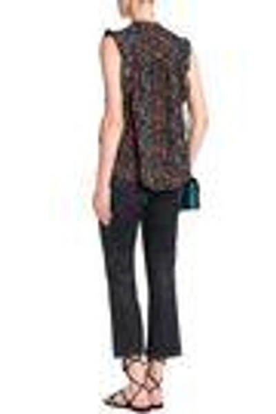 Shop Isabel Marant Woman Ruffle-trimmed Floral-print Silk Crepe De Chine Top Charcoal