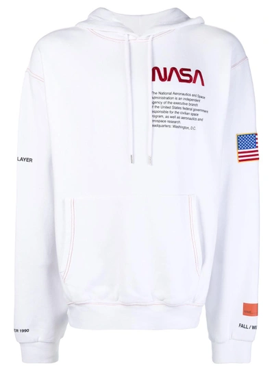 Heron Preston Nasa Cotton Sweatshirt Hoodie In Bianco | ModeSens