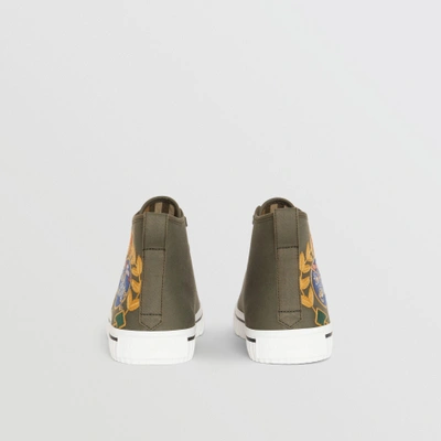 Shop Burberry Embroidered Archive Logo High-top Sneakers In Oregano