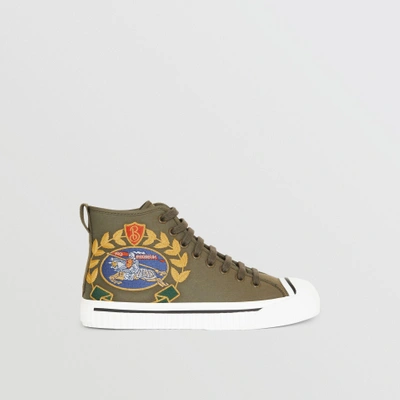 Shop Burberry Embroidered Archive Logo High-top Trainers In Oregano