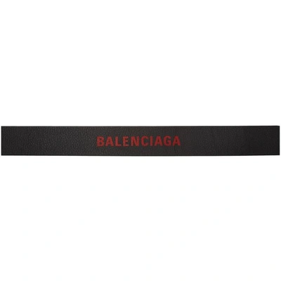 Shop Balenciaga Black Logo Belt In 1064blkred