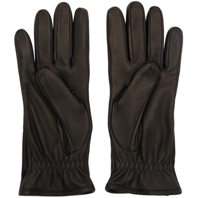 Shop Prada Black Lambskin Logo Gloves In F0002 Nero