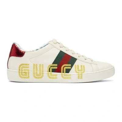 Shop Gucci White New Ace Guccy Sneakers In 9072 White