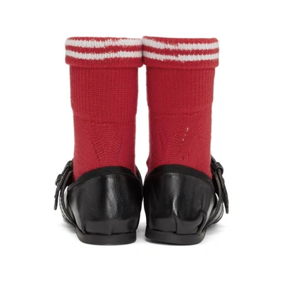 Shop Miu Miu Black Red Sock Ballerina Flats In F0n98 Red
