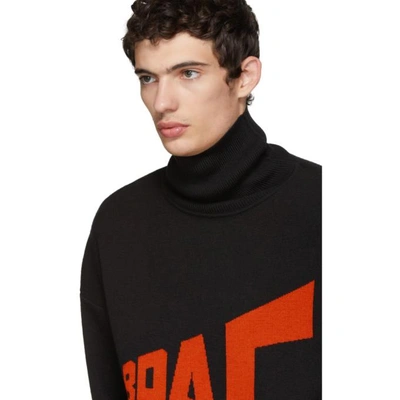 Shop Gosha Rubchinskiy Black Graphic Knit Turtleneck In Black 1