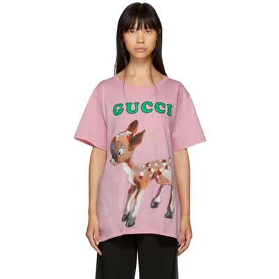 Shop Gucci Pink Bambi T-shirt In 5261 Pink