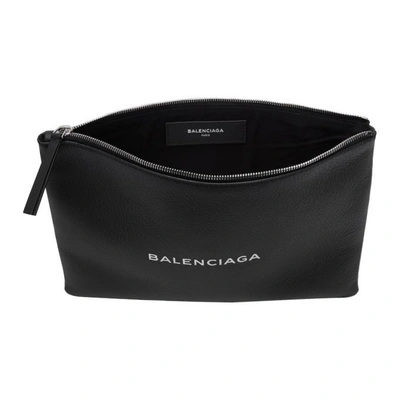 Shop Balenciaga Black Logo Zip Pouch In 1060blkwht