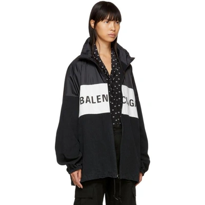 Shop Balenciaga Black Logo Jacket In 1000 Black