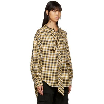 Shop Balenciaga Yellow Plaid New Swing Shirt