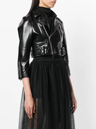 Shop Comme Des Garçons Noir Kei Ninomiya Cropped Biker Jacket - Black