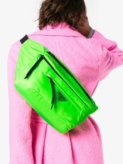 Shop Prada Fluorescent Nylon Belt Bag - Green