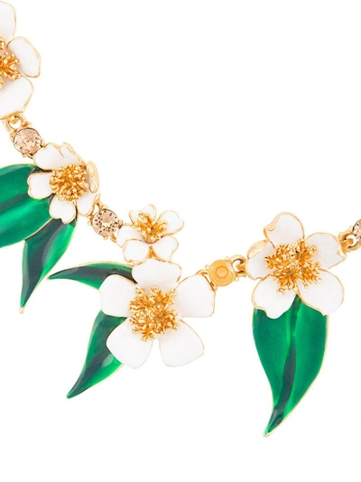 Shop Oscar De La Renta Delicate Flowers Necklace In White