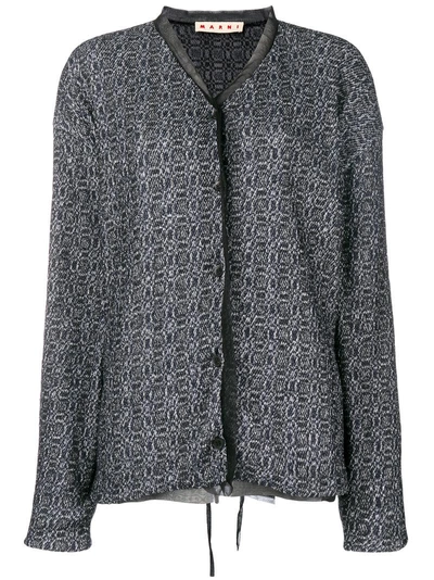Shop Marni Belted Knit Cardigan In Blue