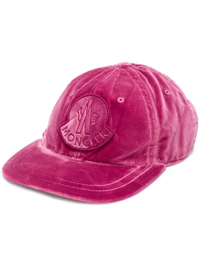 Shop Moncler Logo Patch Cap - Pink & Purple