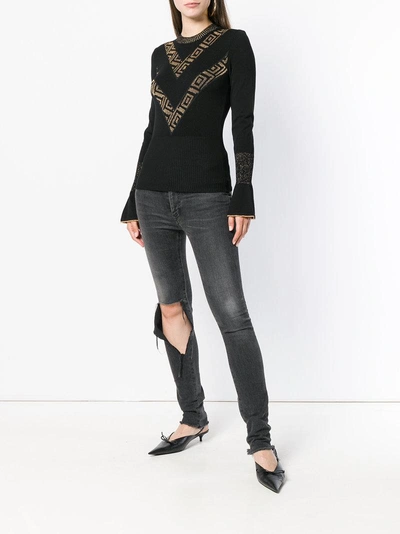 Shop Versace Knitted Jumper In Black