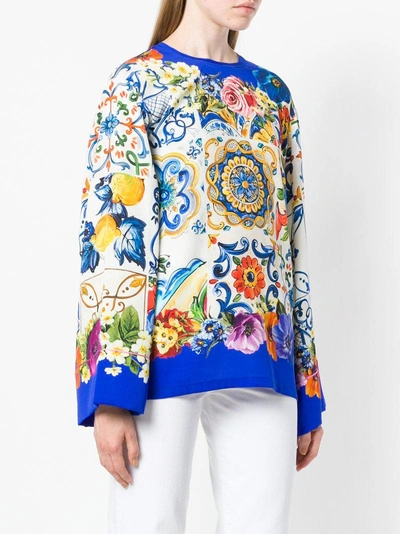 Shop Dolce & Gabbana Majolica Printed Blouse - Blue