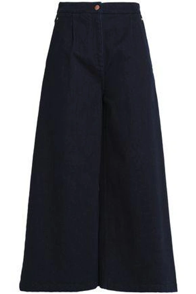 Shop Osman Woman Cropped High-rise Wide-leg Jeans Dark Denim