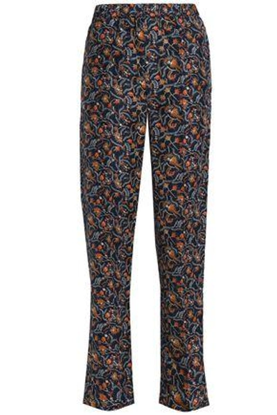 Shop Isabel Marant Woman Printed Silk Straight-leg Pants Charcoal