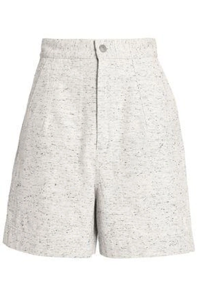 Shop Isabel Marant Woman Bouclé Cotton-tweed Shorts Light Gray