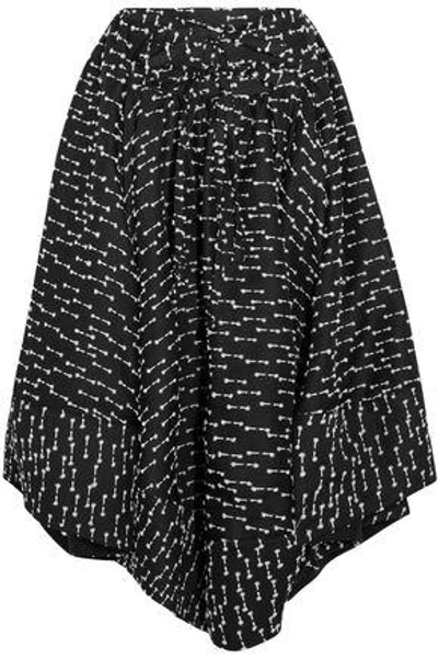 Shop Rosie Assoulin Woman Asymmetric Fil Coupé Tweed Midi Skirt Black