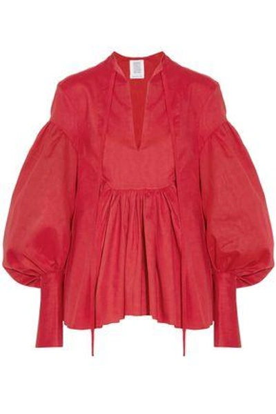 Shop Rosie Assoulin Woman Swash Buckler Oversized Cotton-poplin Top Red