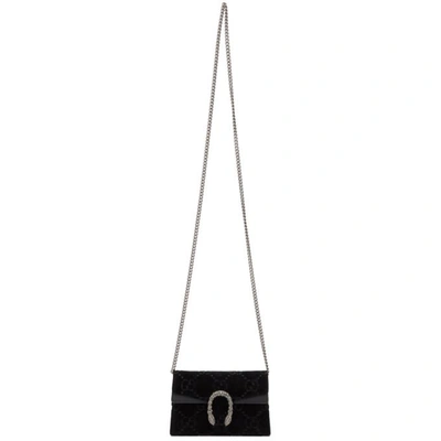 Shop Gucci Black Velvet Supermini Dionysus Gg Wallet Chain Bag In 8176 Black