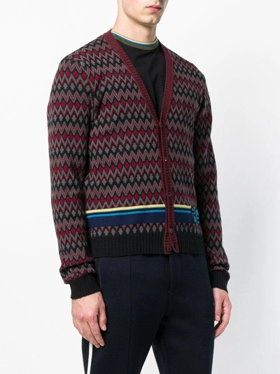 Shop Prada Intarsia Stripe Cardigan - Black