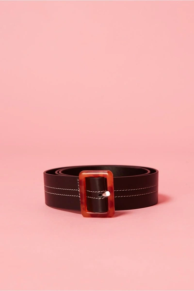 Shop Jaggar Stitch Leather Belt In Black