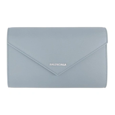 Shop Balenciaga Blue Paper Zip Around Wallet In 4005 Bluegr