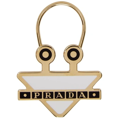 Shop Prada White Triangle Monster Keychain In F0009 White