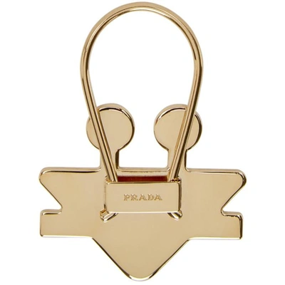 Shop Prada White Triangle Monster Keychain In F0009 White