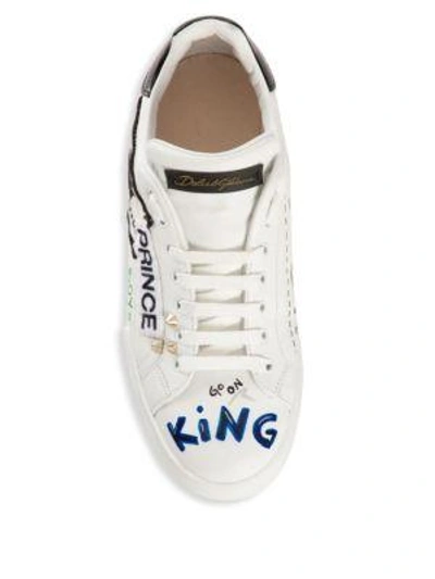 Shop Dolce & Gabbana Prince Graffiti Leather Low-top Sneakers In White Multi
