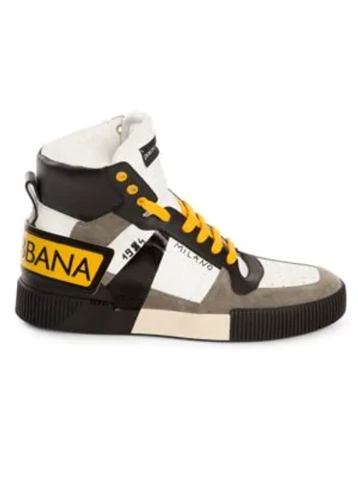 Shop Dolce & Gabbana Milano High-top Leather & Suede Sneakers In Multi