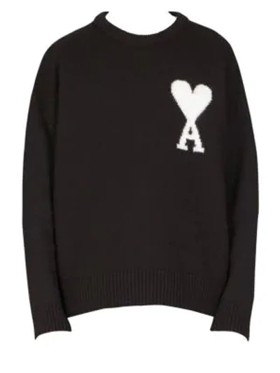 Shop Ami Alexandre Mattiussi Oversize Wool Sweater In Black