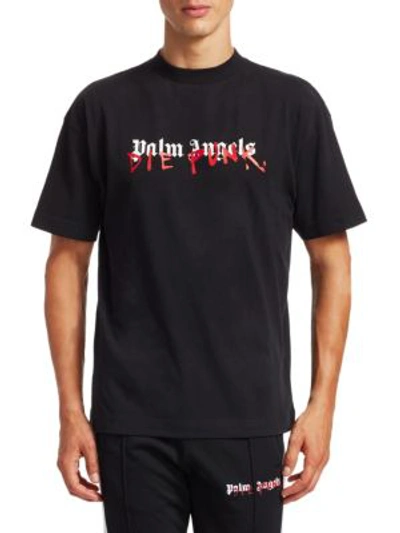 Shop Palm Angels Die Punk Cotton Tee In Black Multi